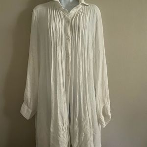 Long button front blouse.